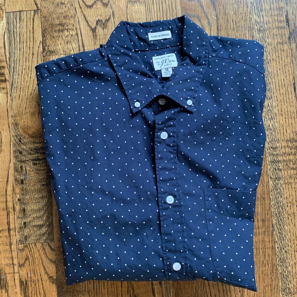 J.Crew Blue and White polka dot button down